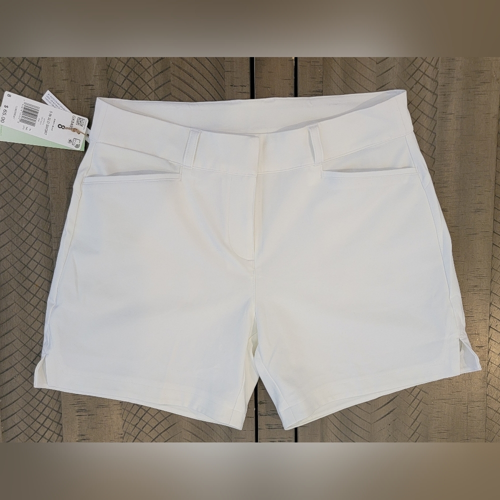 Adidas 5 in White Solid Golf Shorts Womens Size 8